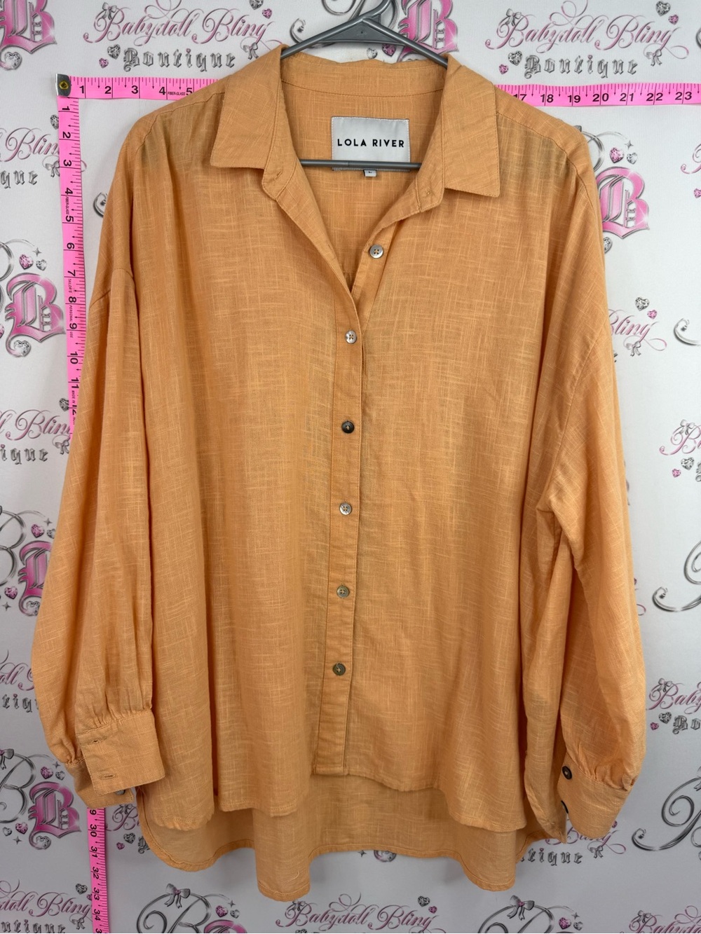 Lola River cotton shirt orange Women's Button-Down Shirt in Peach